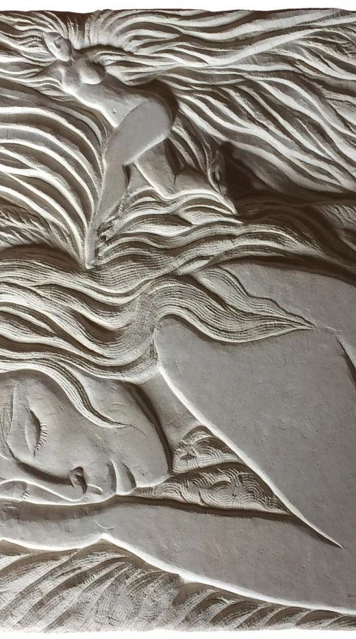 Nyx stonecarving by Phyllis Mahon