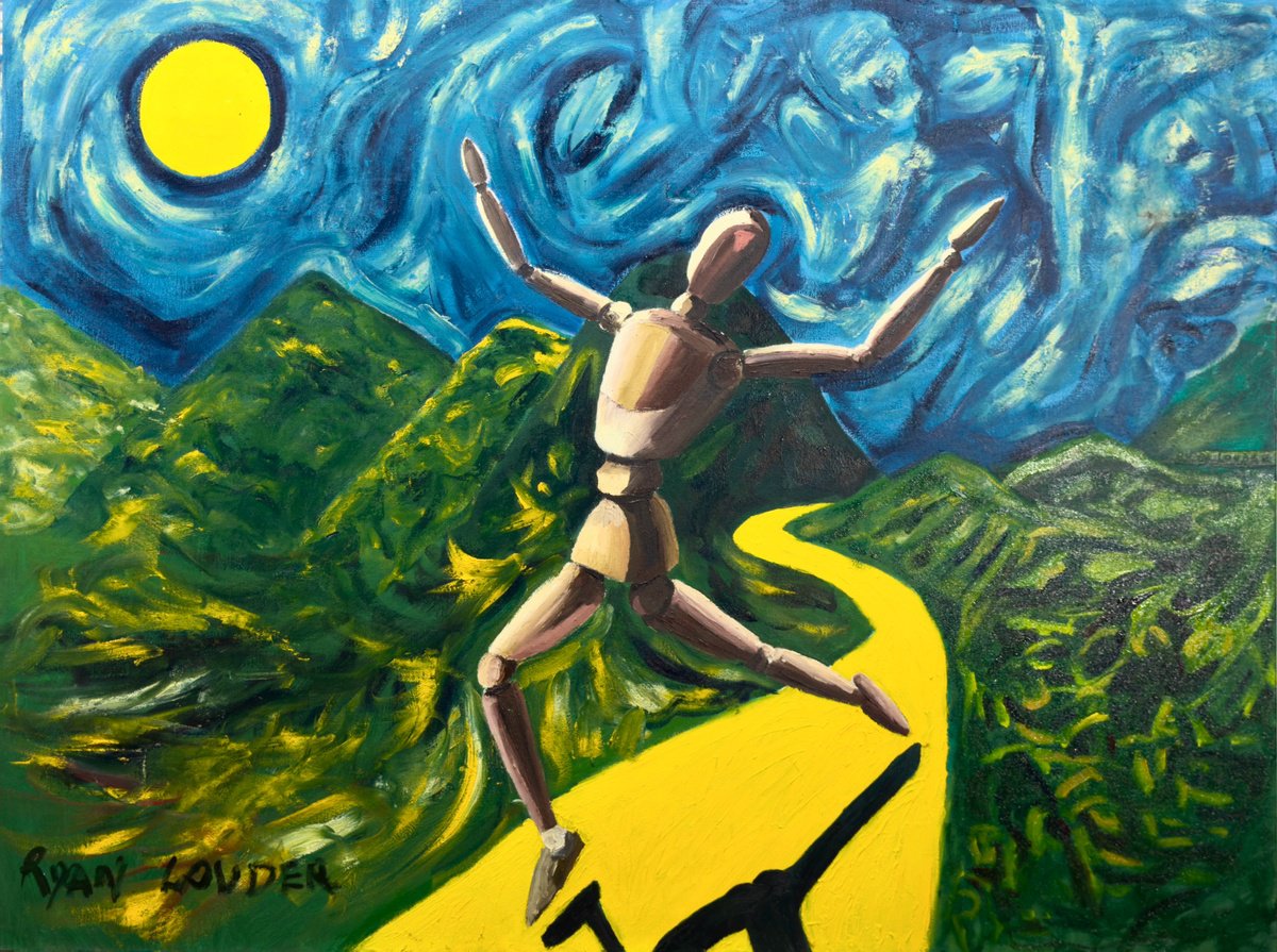 Expressive Abstract Oil Painting By Ryan Louder, 40 X 30", What A Beautiful Day!, Original Artwork