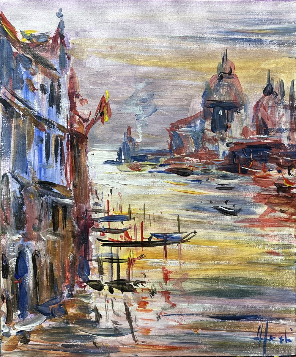 Impressionistic Cityscapes Acrylic Painting By Altin Furxhi, 10 X 12, C
