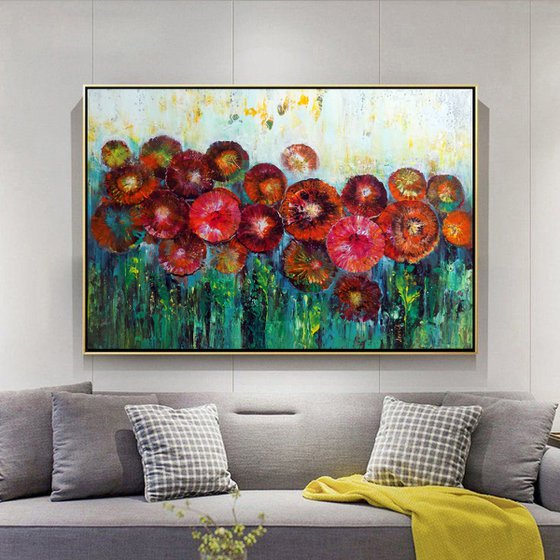 Garden with red flowers