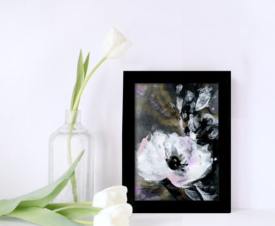 Midnight Blooms 14 - Framed Floral Painting by Kathy Morton Stanion