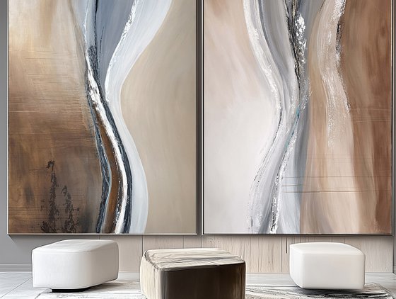 Diptych Sculpted Lines of Sand