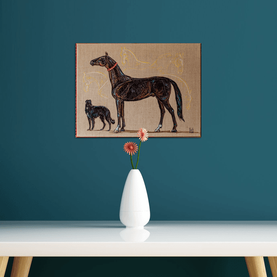 Akhal-Teke with borzoi