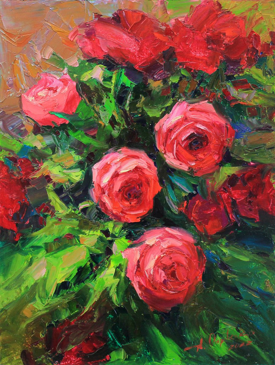 Red roses by Alisa Onipchenko-Cherniakovska