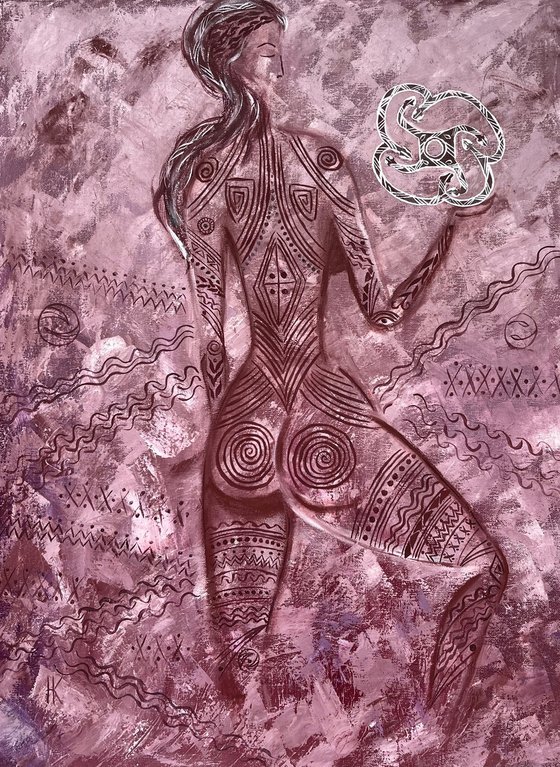 Nude Tibal Tatoo Woman Original Painting