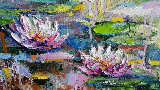 Water Lilies - Morning at the Pond, painting landscape