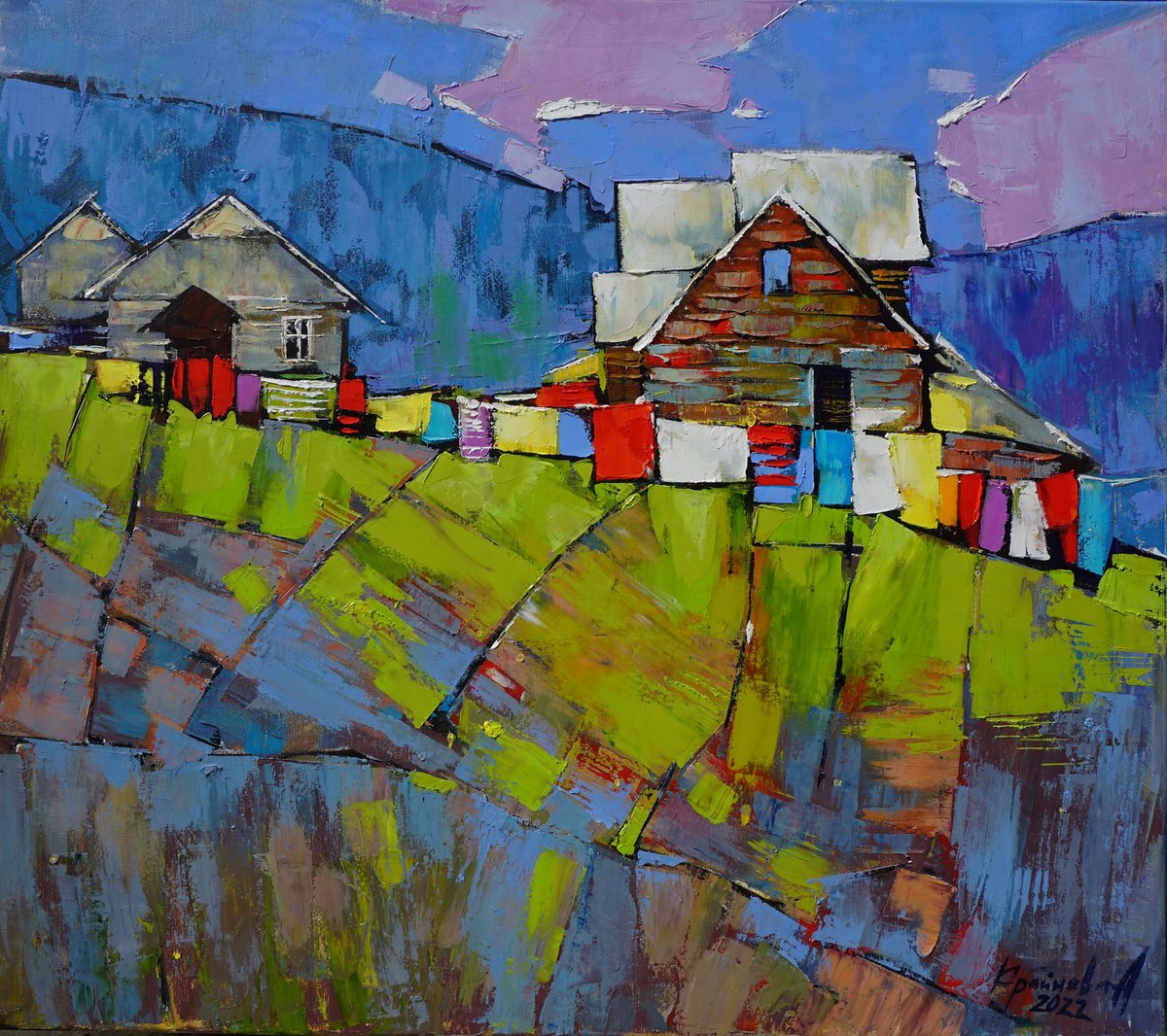 Impressionistic Landscape Oil Painting By Anastasiia Kraineva (Masniuk), 33 X 30, Morning In The Carpathians, Original Artwork