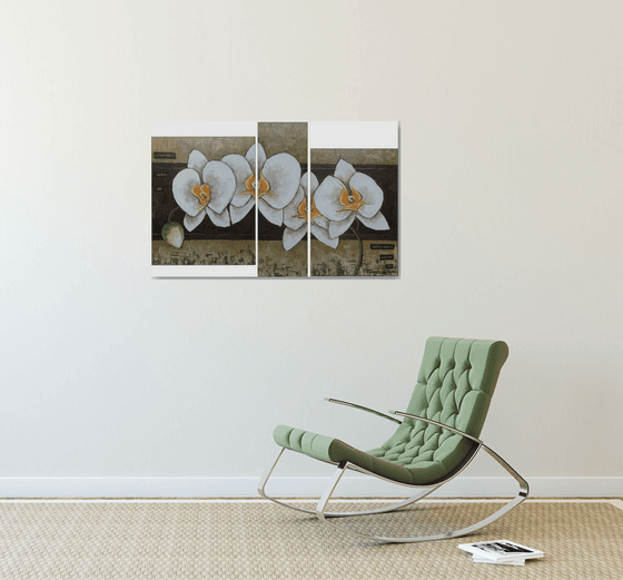 Orchids (40x50 20x60  30x50 size, pallet knife, modern art )