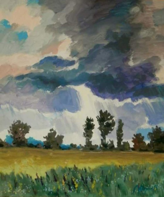 Summer rain, 58x70 cm