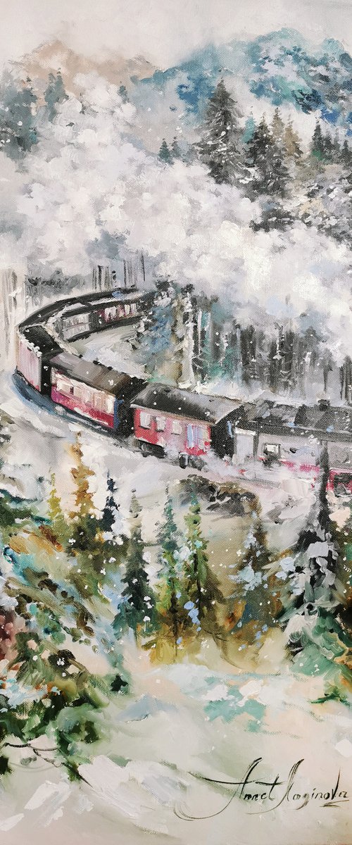 Train Railway Art | Nursery Paintings | Vintage Train Art by Annet Loginova
