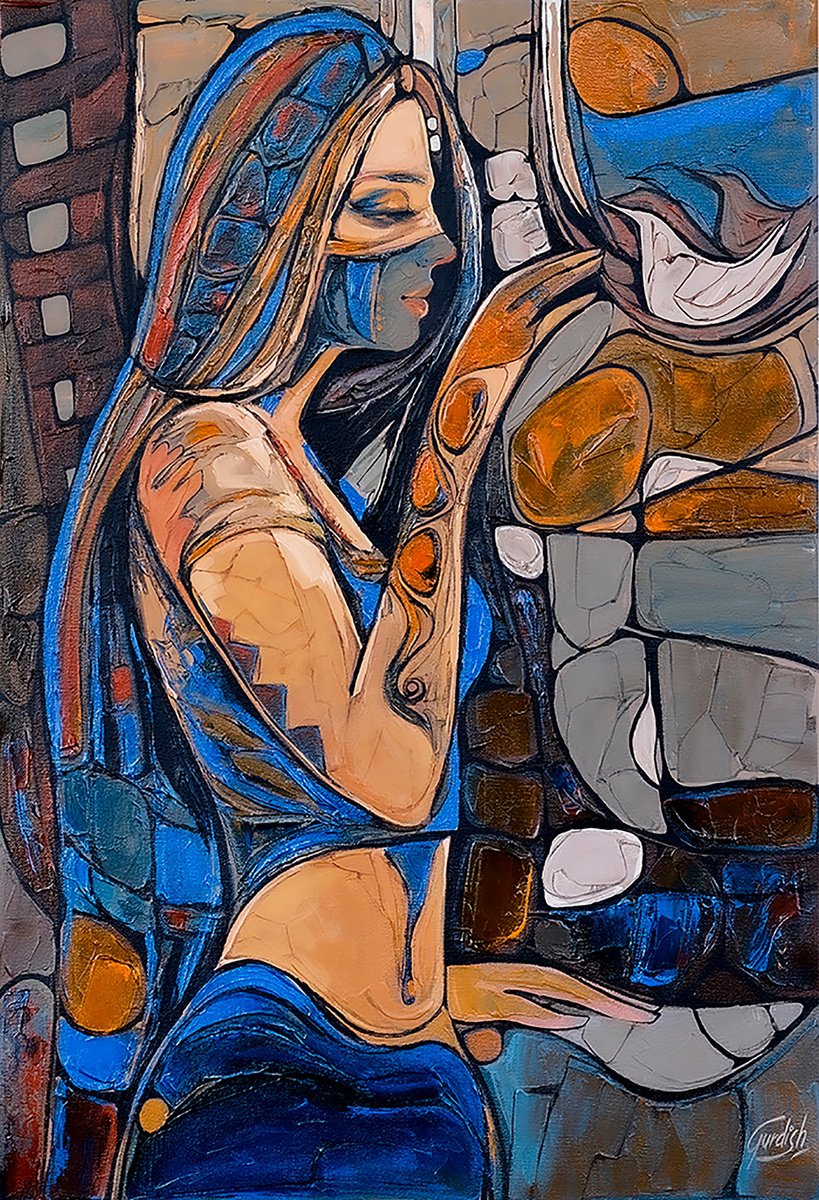 Urban And Pop Portrait Acrylic Painting By Artist Gurdish Pannu, 30 X 40, Sukhdev, Original Artwork