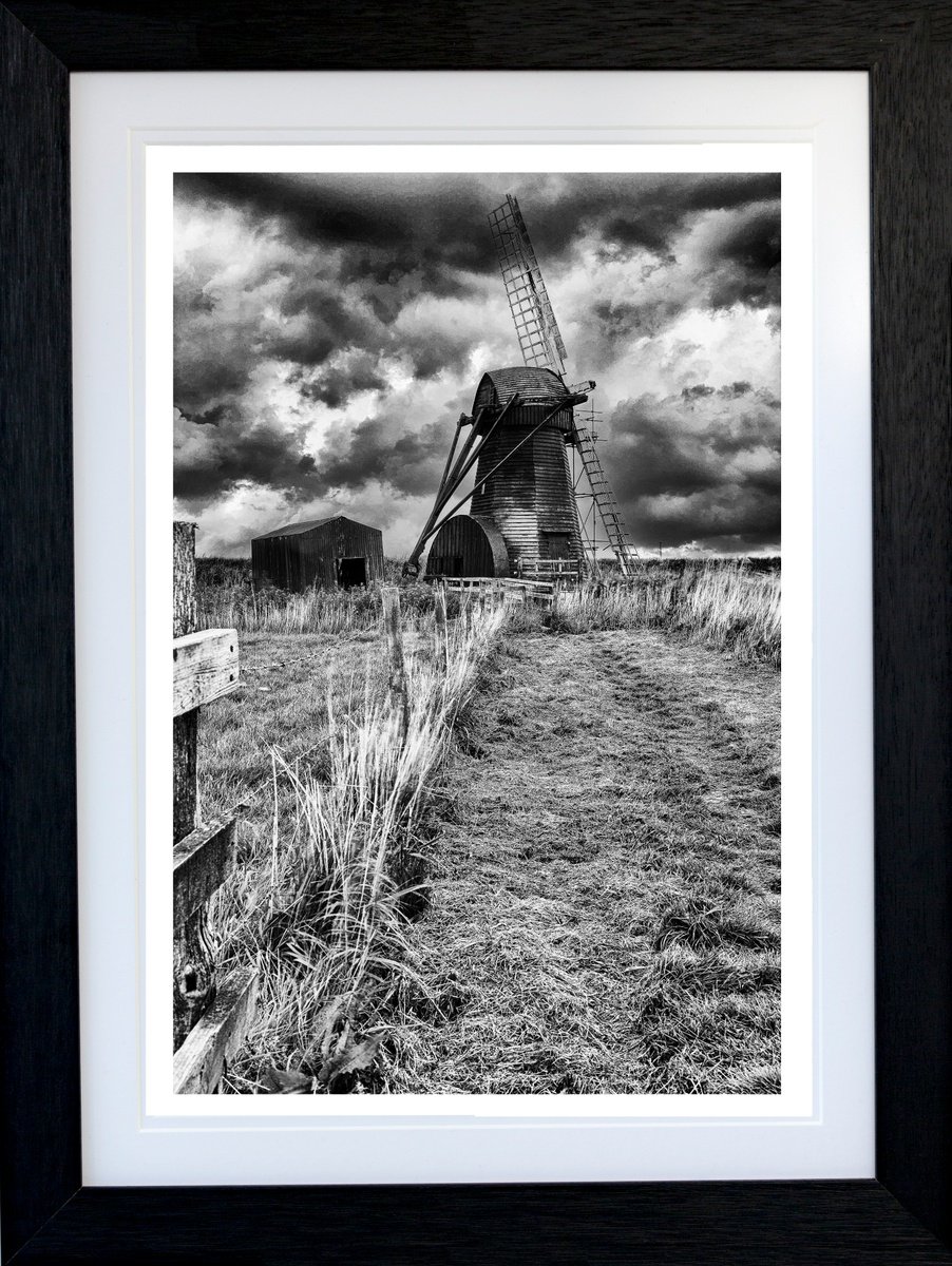 Photorealistic Landscape Photograph By Michael Mchugh, 19 X 25", Herringfleet Windmill Framed, Original Artwork