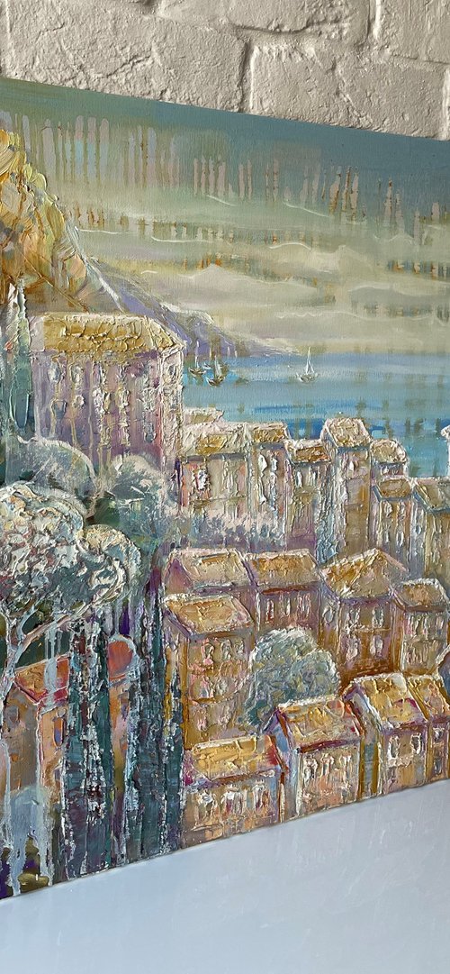 "By the sea". Original oil painting seascape. by Mary Voloshyna