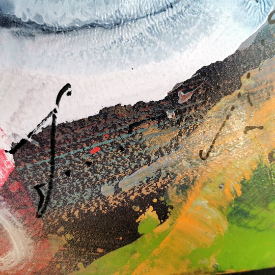 Opium icecream and a lot of love large unique abstract painting on wood by master Kloska