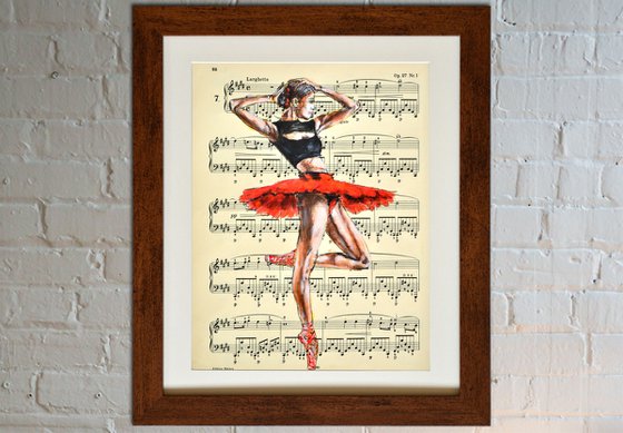 Ballerina XLVII- Vintage Music Page, GIFT idea