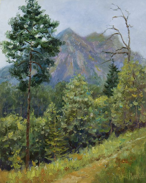 Rain in the mountains -  mountains painting by Nikolay Dmitriev