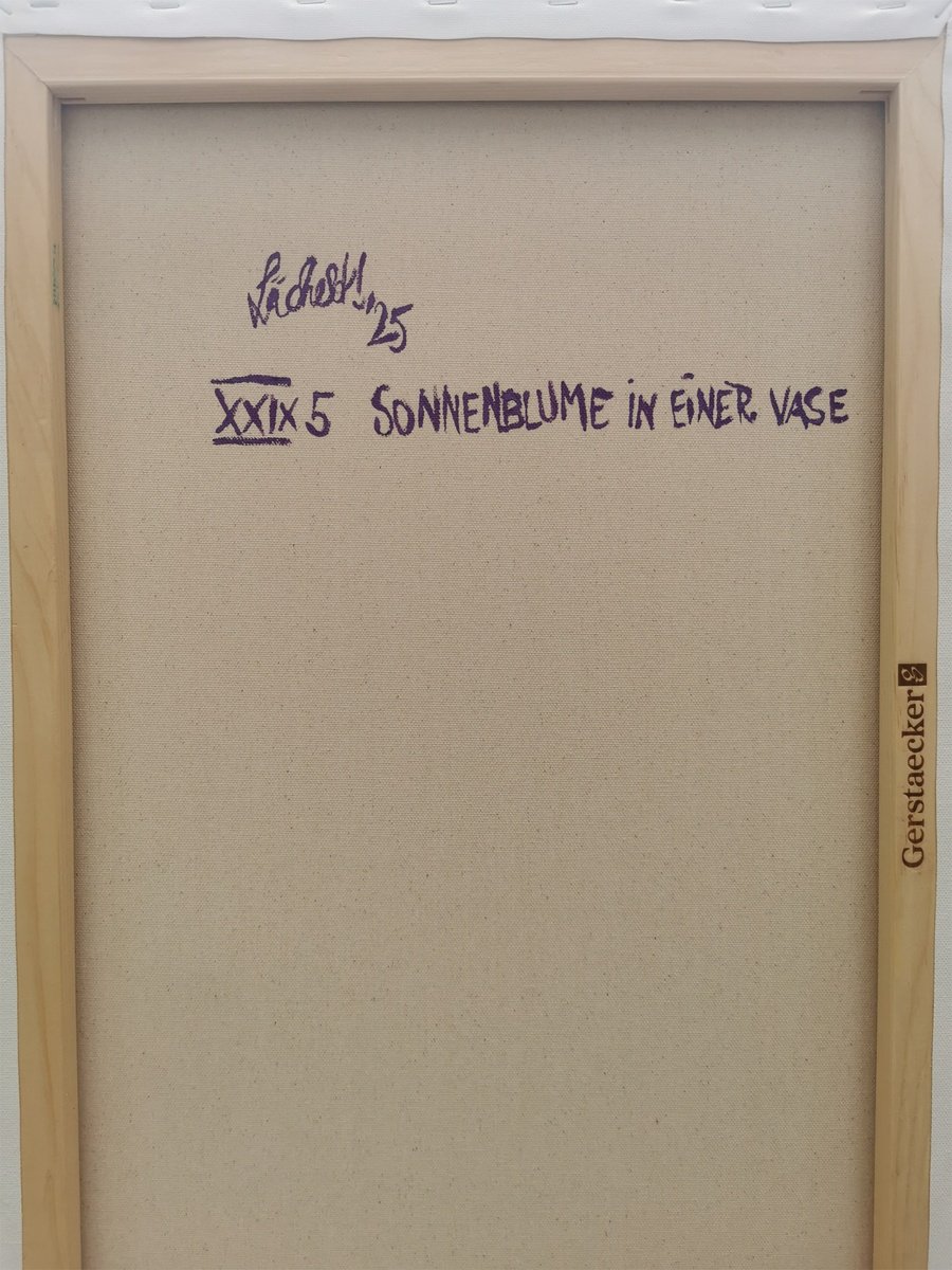 Expressive Botanical Acrylic Painting By Uli Lachelt, 16 X 24", Xxix 5 - Sunflower In A Vase, Original Artwork