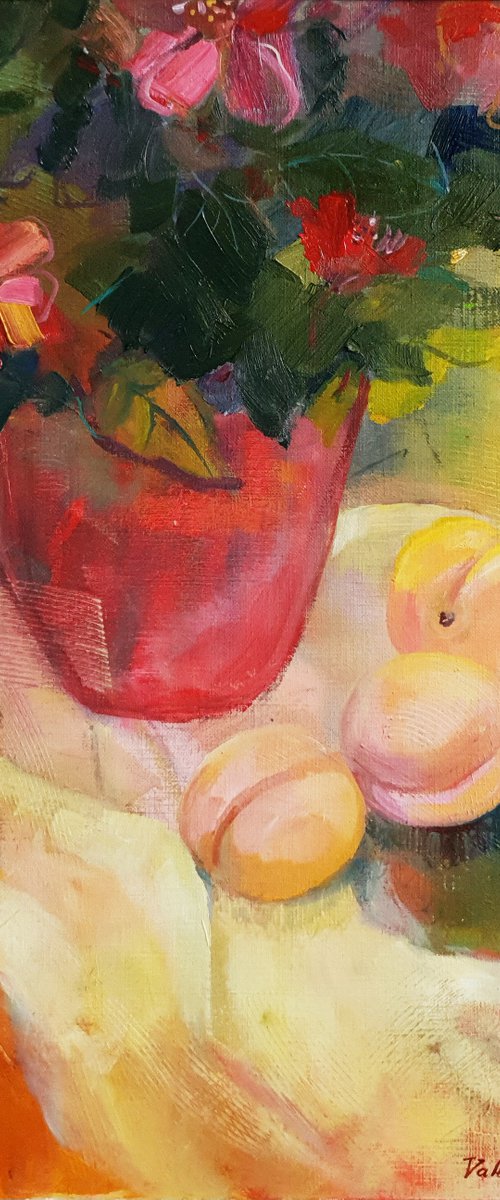 Still life with peaches by Valentina Gaychuk