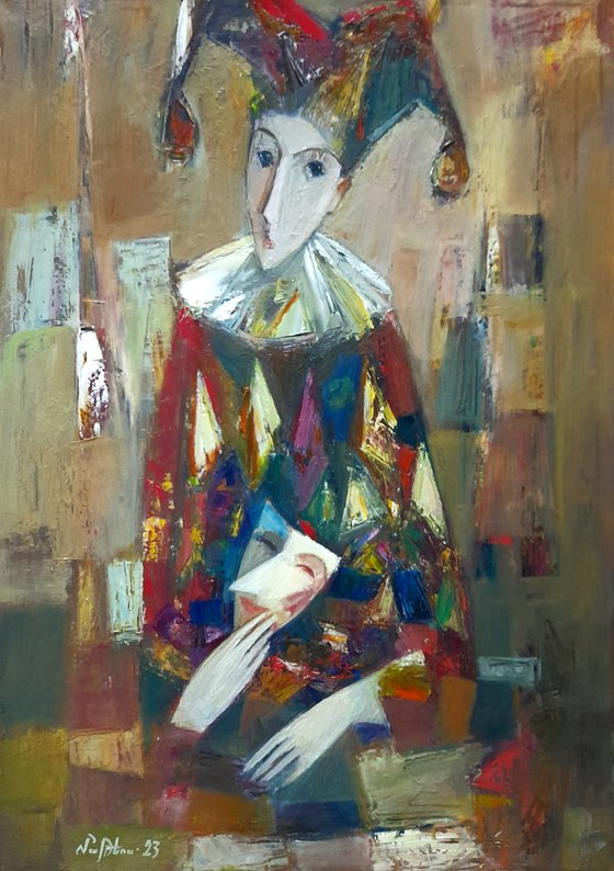 The Clown (48x65cm, oil painting, ready to hang)