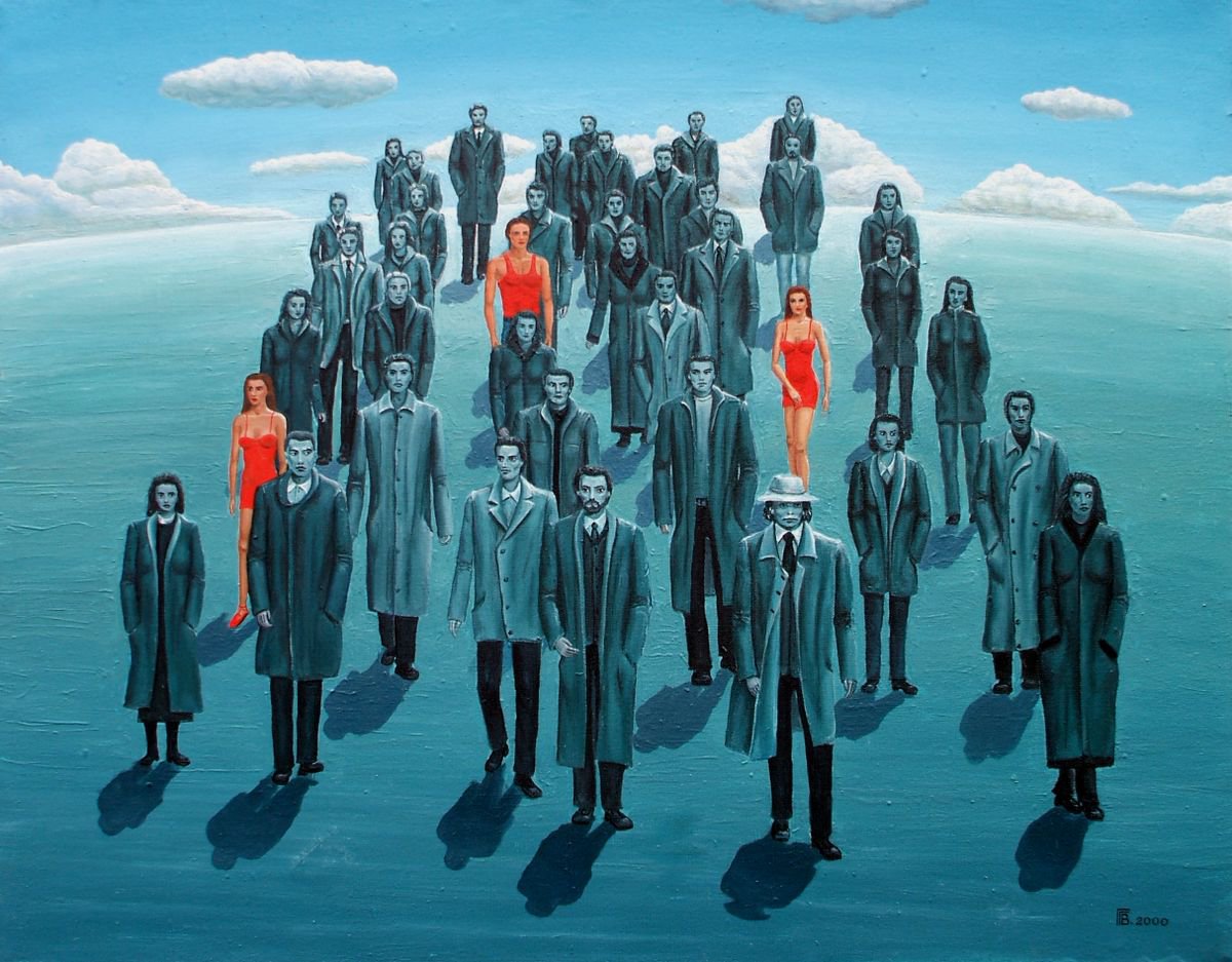 Urban And Pop Portrait Oil Painting By Grigor Velev, 30 X 24, Coming, Original Artwork