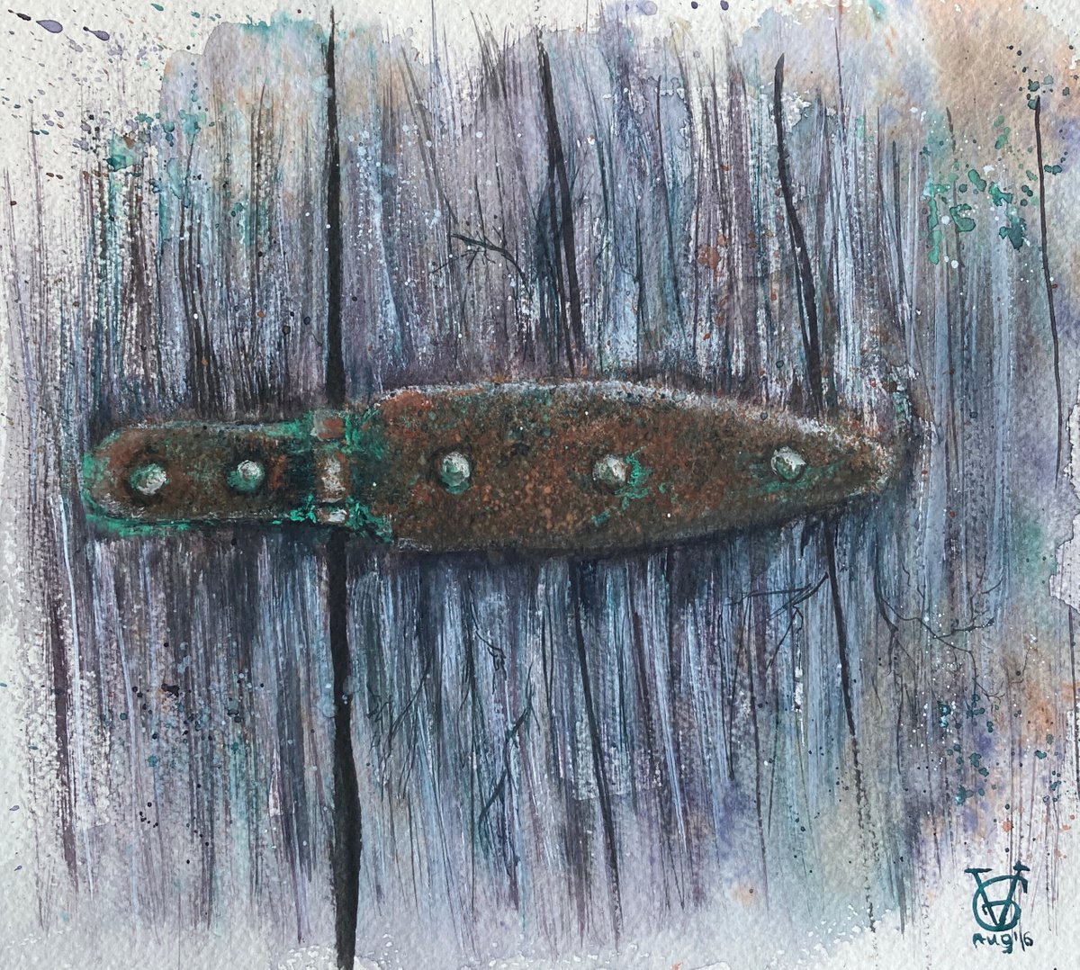Photorealistic Cityscapes Watercolour By Valeria Golovenkina, 12 X 10", Rusty Door Hinge, Original Artwork