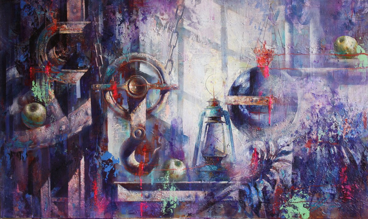 Impressionistic Still Life Oil Painting By Alexandr Dobrodiy, 47 X 28, Still Life With Apples, Original Artwork