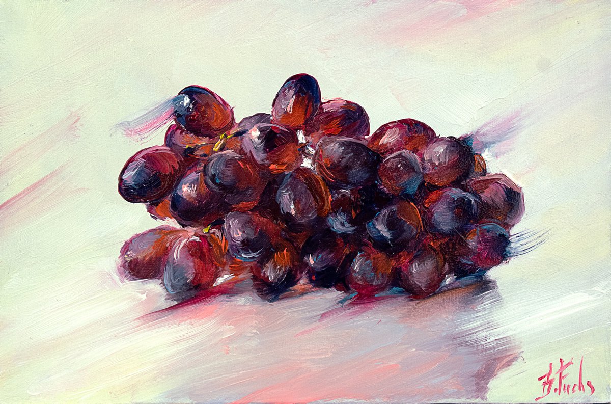 Red Grapes berry art painting by Bozhena Fuchs