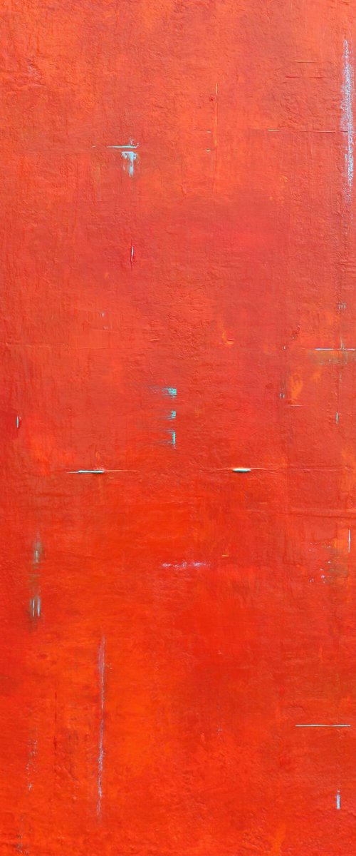 Primitive Red Orange Abstract II by Robert Lynn