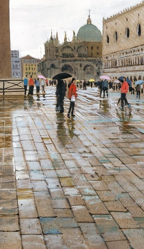 Wet pavement, San Marco, Venice by Ramesh Jhawar