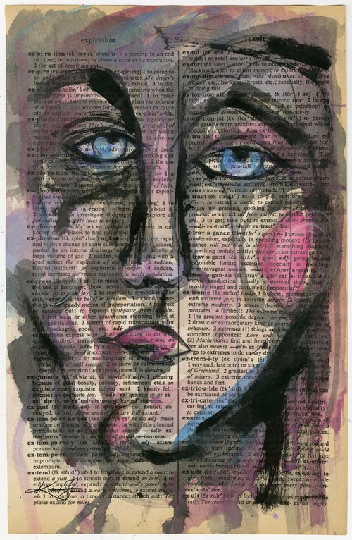 Funky Face 2020-22 - Mixed Media Painting by Kathy Morton Stanion by Kathy Morton Stanion