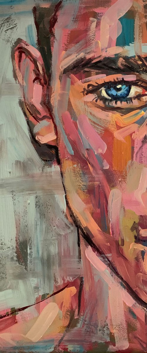 Man face male portrait gay queer oil painting by Emmanouil Nanouris