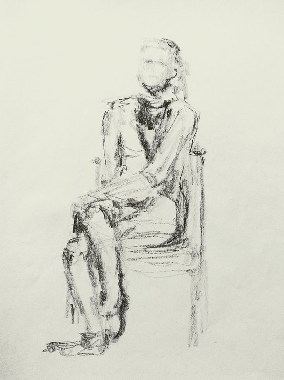 Sketch for a portrait. Original pencil drawing.
