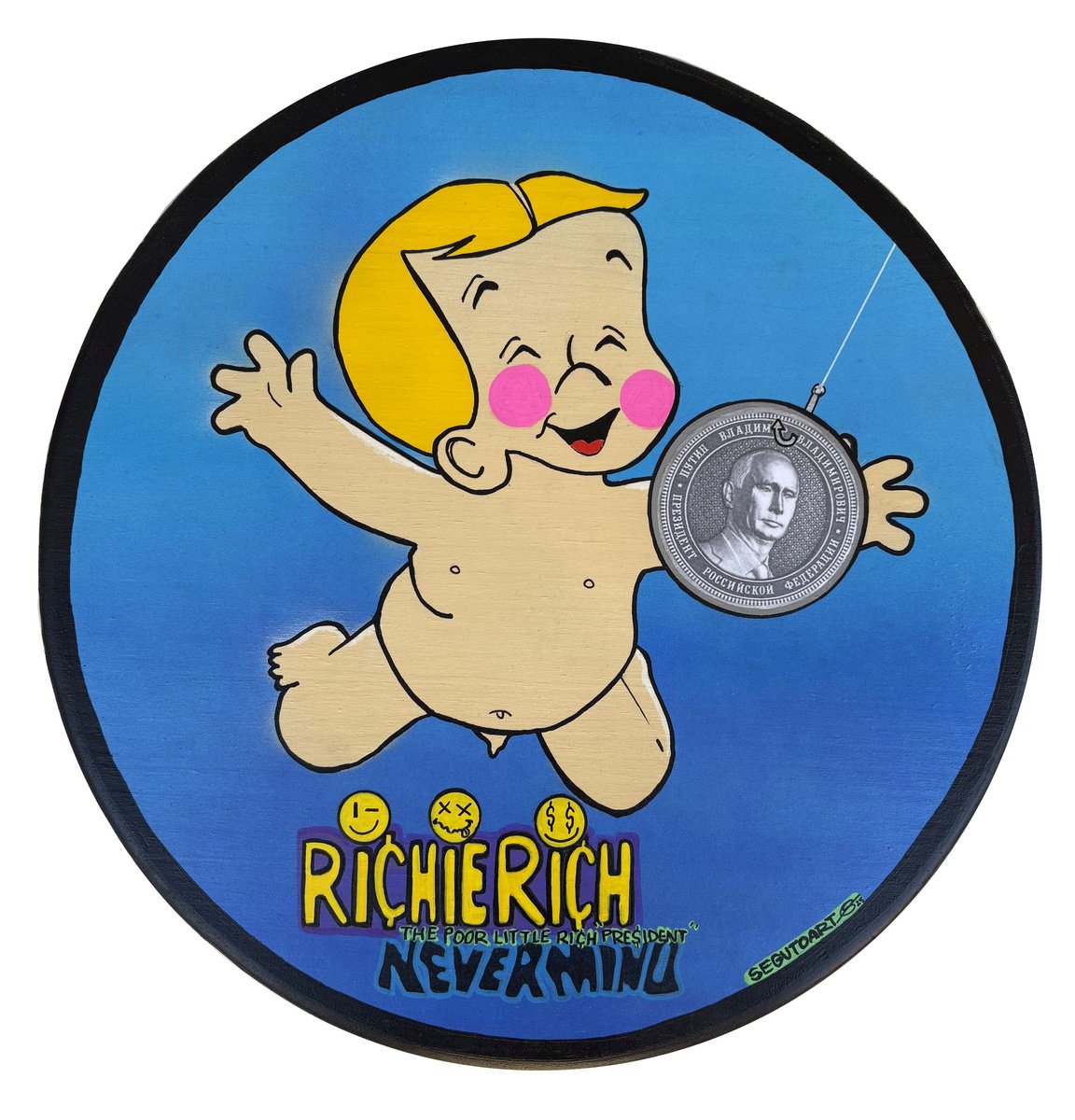 Urban And Pop Portrait Painting By Segutoart, 15 X 15", The Poor Little Rich President, Original Artwork