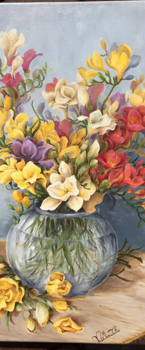 Freesias in bouquet by oana voda