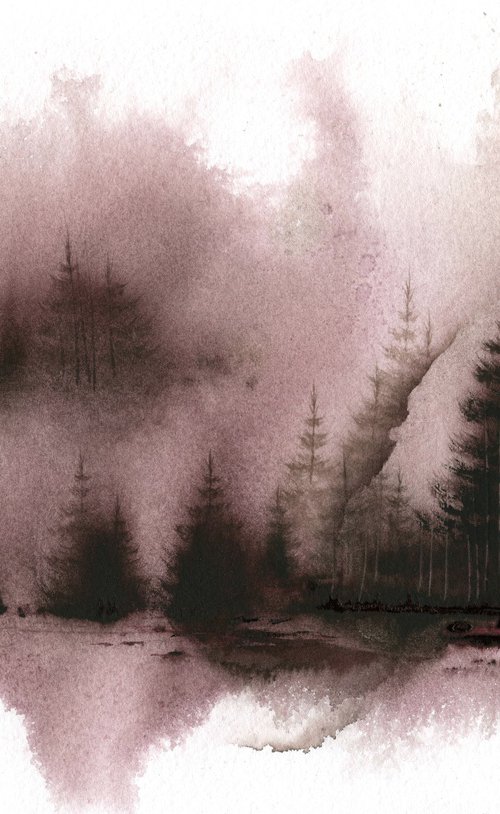 Places XXII - Watercolor Pine Forest by ieva Janu