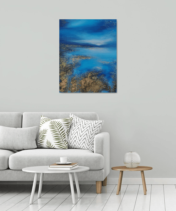 A XL large original modern semi-abstract painting "Calmness"