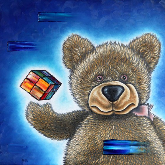 "The Little Bear Discovers The Secret" - New Preston M. Smith (PMS) Oil Painting