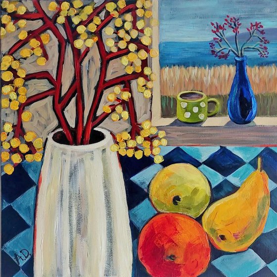 Still life with white pot