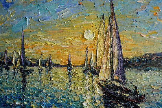 Sunset Sailing Boats