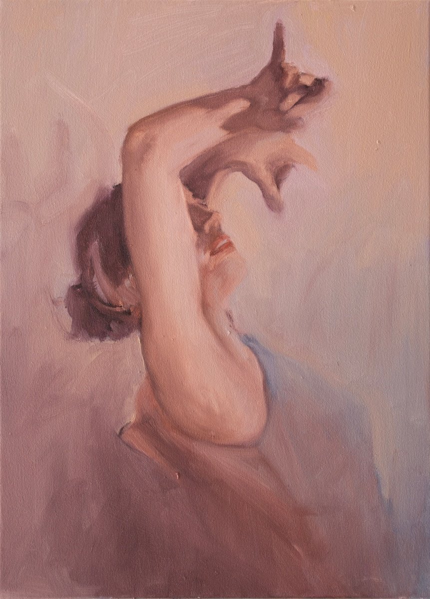 Impressionistic Portrait Oil Painting By Zil Hoque, 16 X 22", Por Solea, Original Artwork