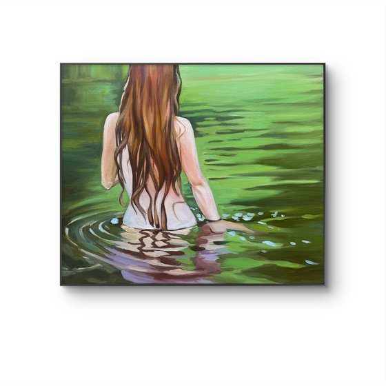 Woman. Lake