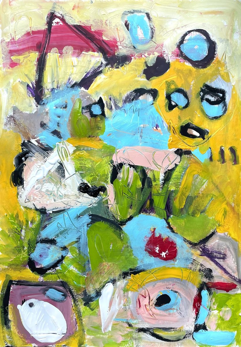 Organic Abstract Acrylic Painting By Christel Haag, 17 X 23, Wonderland 2, Original Artwork