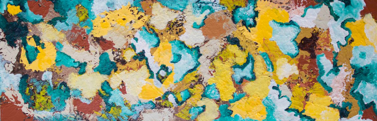 Abstract Acrylic Painting By Km Arts, 47 X 16", The Primary Element Ii, Original Artwork