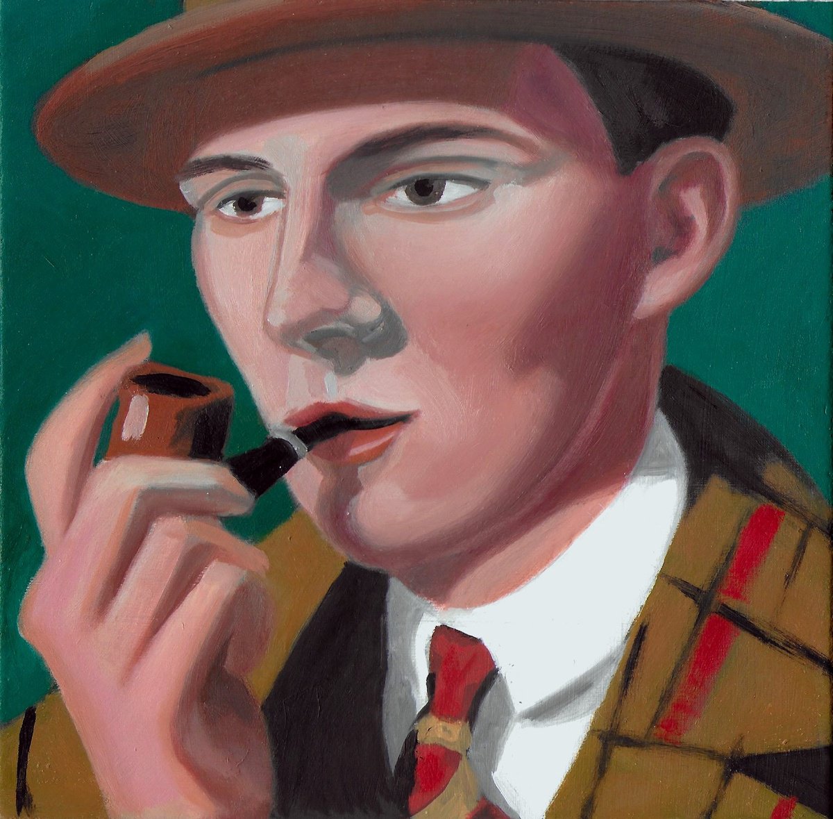 Illustrative Portrait Oil Painting By Neale Thomas, 7 X 7", The Enigma., Original Artwork