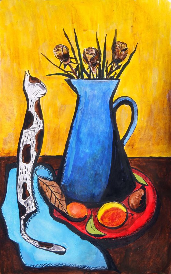 Still life with a cat