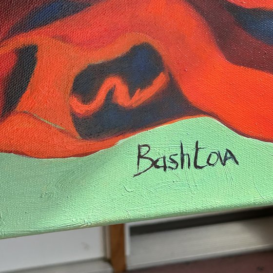 Original oil painting Female portrait Nude