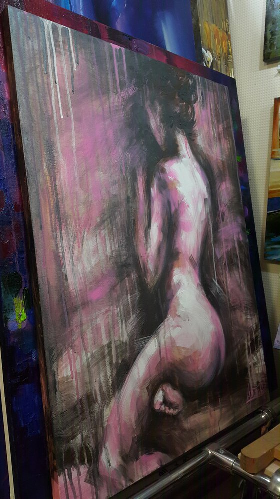 Painting Lolita - nude girl, Abstract Naked woman figure