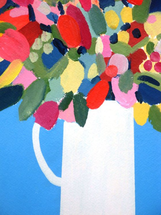Summer Flowers in a White Vase