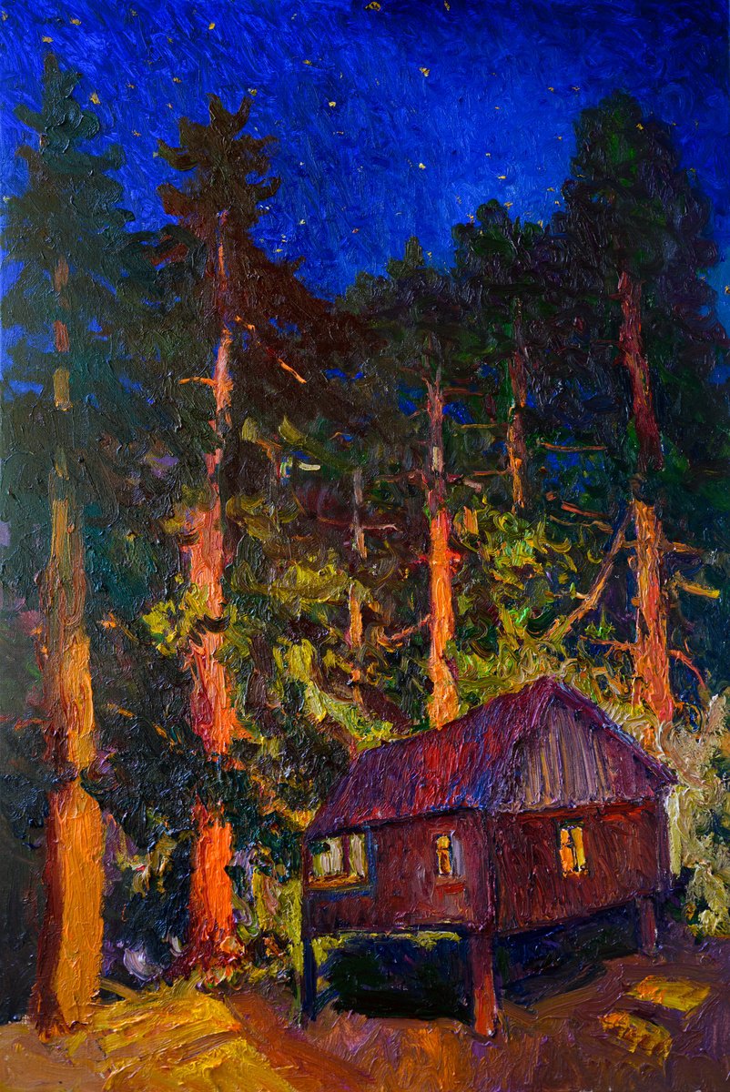 Cabin in the Woods, NIght by Suren Nersisyan