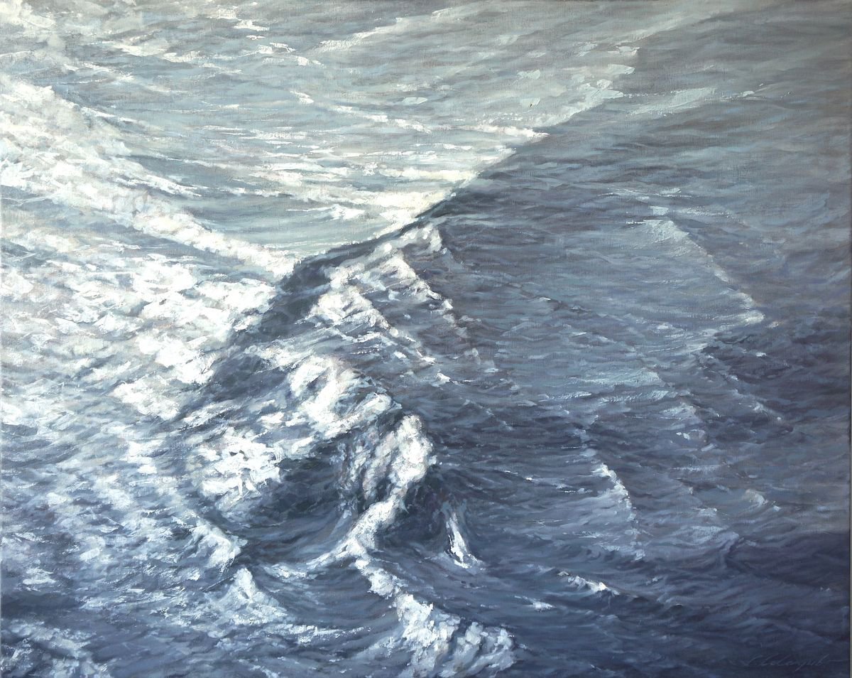 Photorealistic Landscape Oil Painting By Sergej Sologub, 49 X 39", Water Of The Oceans 5, Original Artwork